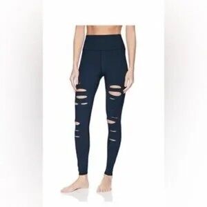 Women's Navy Ripped Leggings